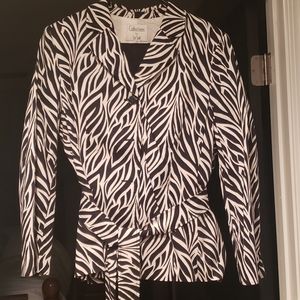Size 14 Zebra Suit with Black Pants like new